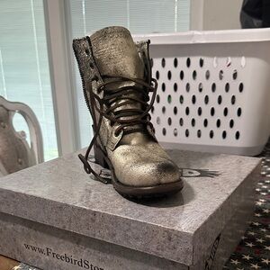 Freebird Shimmering Gold Lace-Up Boot